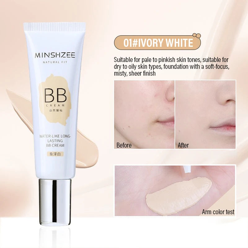 Moisturizing Liquid Foundation Ivory White Natural Color BB Cream Waterproof Lasting Base Concealer Lightweight NonSticky Makeup