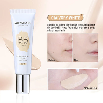 Moisturizing Liquid Foundation Ivory White Natural Color BB Cream Waterproof Lasting Base Concealer Lightweight NonSticky Makeup