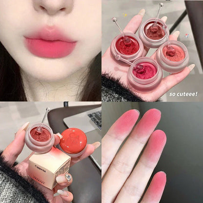 Matte Lip Mud Blush Multipurpose Makeup Waterproof Clay Lipstick Longlasting Non-stick Cup Red Lip Tint Pigment Mousse Cosmetics