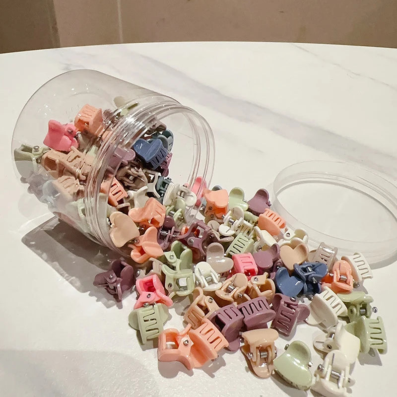 100Pcs Cute Flower Star Hair Claws Styling Hair Braid Hairpins Kids  Colorful Small Girls Hair Clips Hair Accessories Headwear