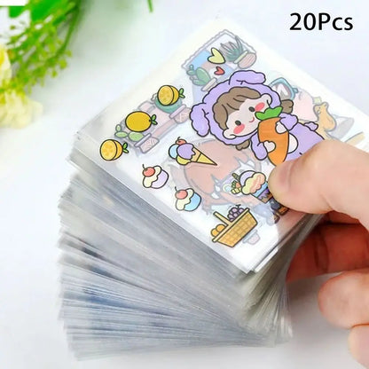 10/20/50Pcs Cute Cartoon Patterns PVC Stickers Waterproof DIY Notebook Decoration Scrapbook Decor Transparent
