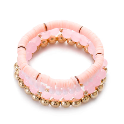 3pcs Boho Bohemian Pink Butterfly Pendant Charm Beads Bracelets Set For Women Stone Wristband Bracelet Bangles Pulseras Feminina