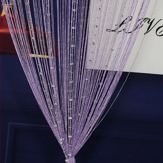 Crystal Beaded String Curtains Screen String Divider Blind Flash Line Shiny Tassel String Door Curtain for Living Door Window