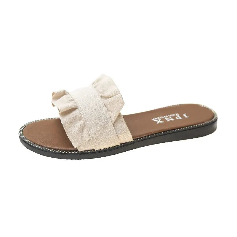 2025 Spring Summer New Women's Slippers Casual Beach Plus Size Women's Sandals Flat Bottom One-Row Slippers Wholesale