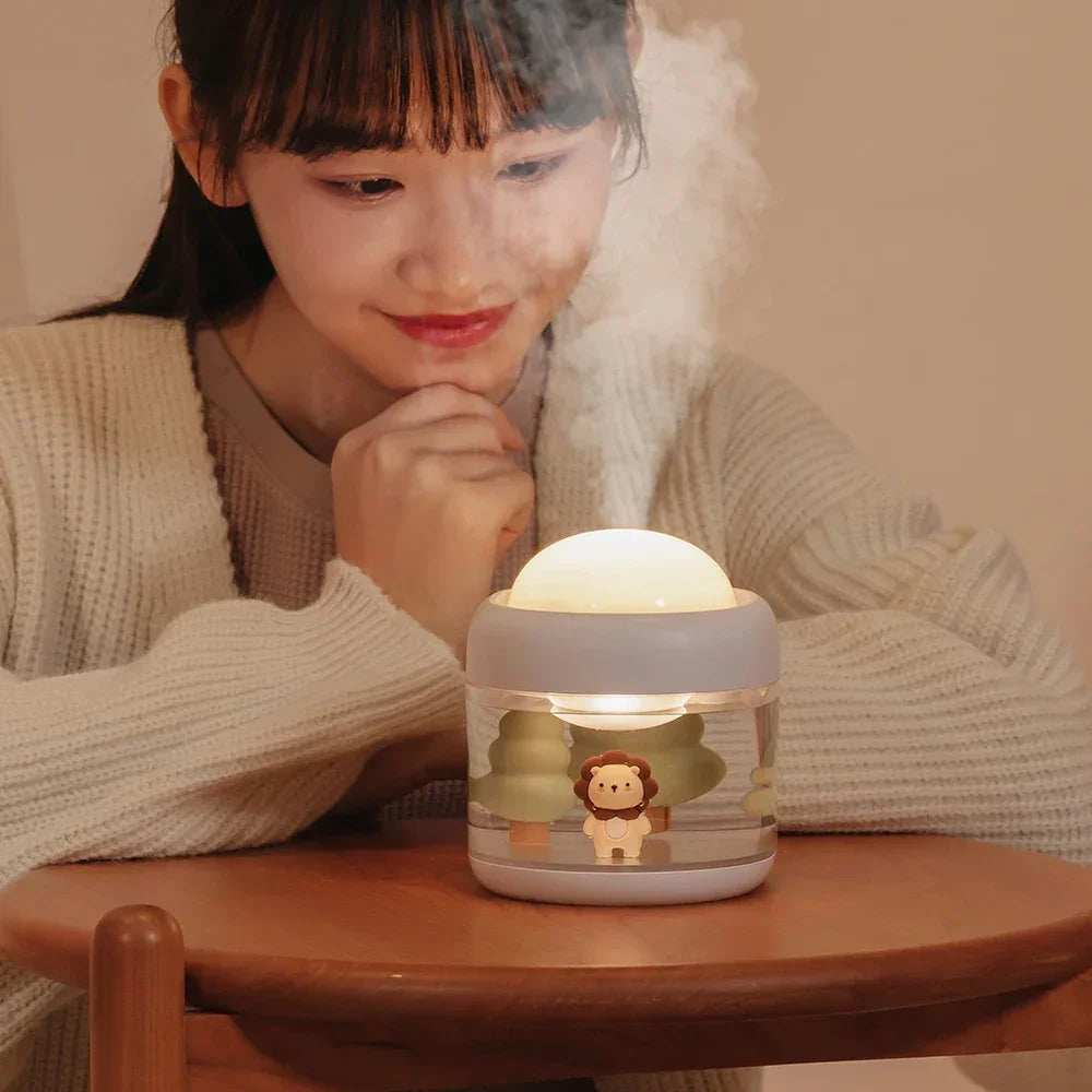 Portbale Projection Lamp Wireless Air Humidifier 2000mAh USB Rechargeable Projector Umidificador Aroma Humidificador for Home