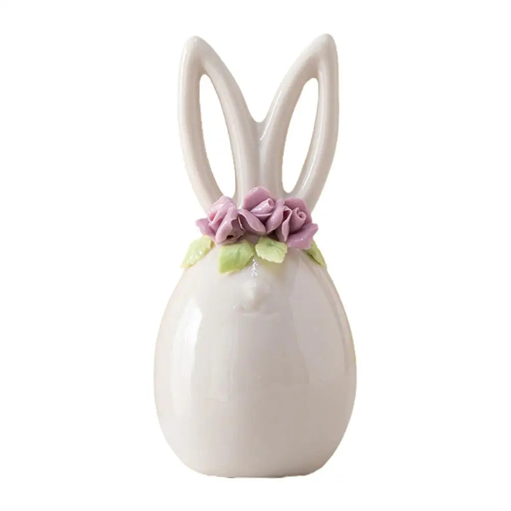 Easter Egg Shell Rabbit Ornaments Home Bedroom Ceramic Crafts Tabletop Scene Decoration Easter Bunny Figurines
