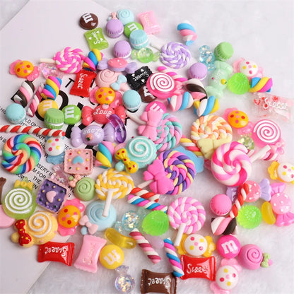 20PCS Multi Shape Kawaii Accessories Nail Art Charms Sweet Candy Gummy Bear Lollipop Resin Nail Art Rhinestones Decoration Parts