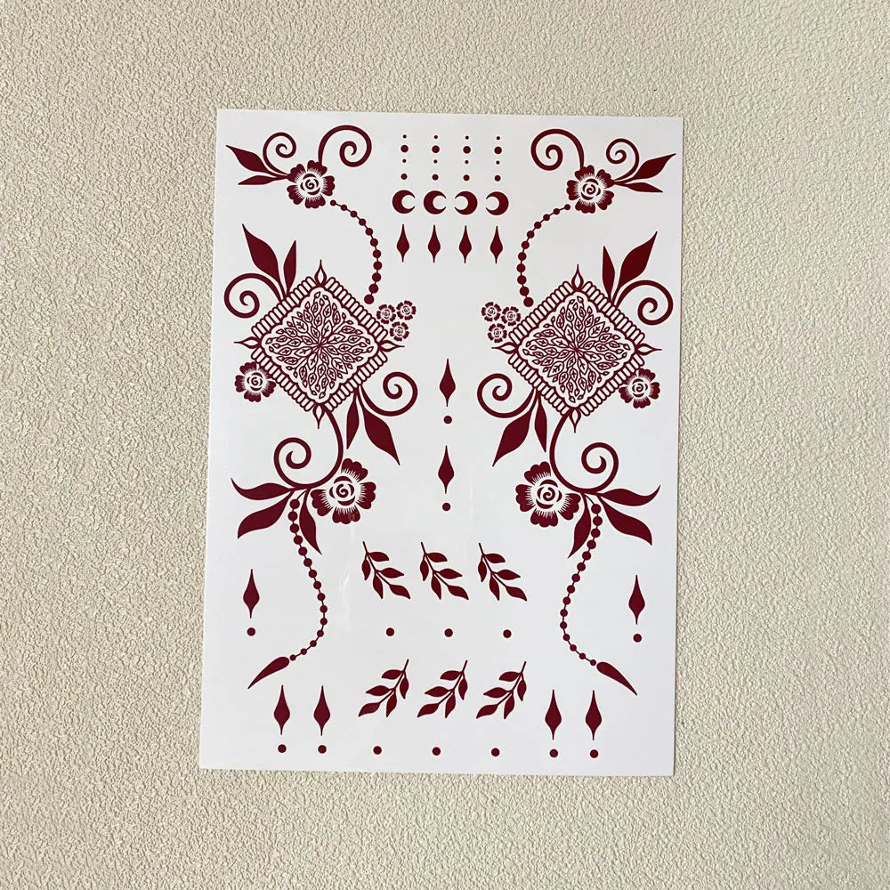 Waterproof Henna Tattoo Stickers for Women Flower Instant Fake Tattoo for Hand Temporary Tattoos for Wedding Party Festival