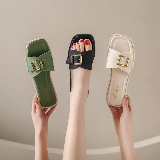 Hot Sale Of The Season New Comfortable Casual Beach Slippers Fashionable Outdoor Wear Slip-On Flat Bottom Cool Sandals PVC Mater