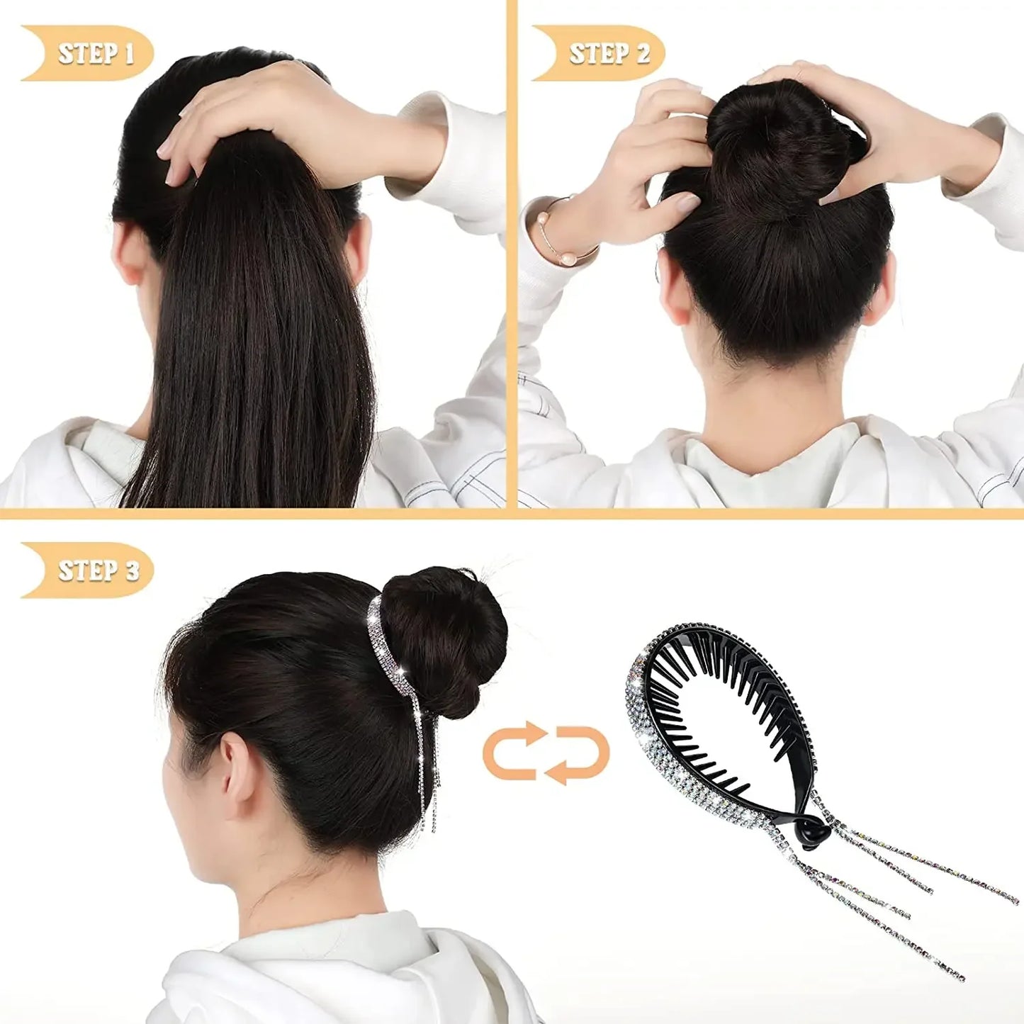 New Glitter Rhinestones Hair Claw Clip For Women Meatball Head Fixed Hair Styling Tools Hairpin Accessories Hair Ornaments