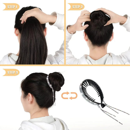 New Glitter Rhinestones Hair Claw Clip For Women Meatball Head Fixed Hair Styling Tools Hairpin Accessories Hair Ornaments