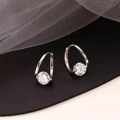 925 Silver Needle Korean Fashion Double V Crystal Earrings For Women Jewelry 2026 Trending Luxury Women's Earrings Behind Ear