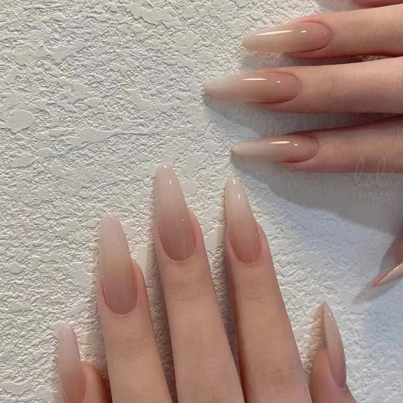 24PCS stiletto false nail tips Mid-length Gradients press on nails wearable full cover fashion false fingernails patch for girls