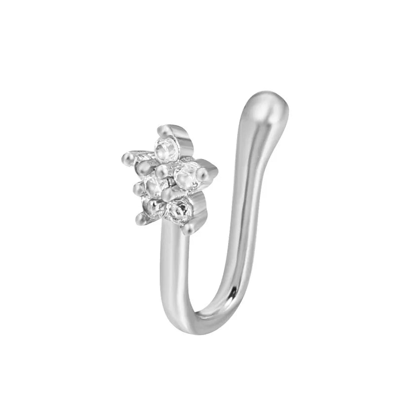 1Pc Copper Fake Piercing Nose Ring Butterfly Crown Star Heart Clip On Nose Ear Clip Cuff Earring for Women Gift Body Jewelry Nez