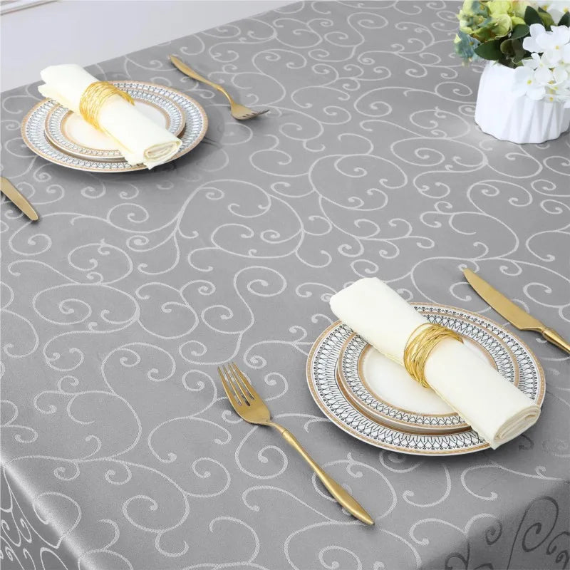 Homaxy Washable Rectangular Tablecloths Kitchen Resturant Easy Care Table Cloths Scratch-Resistant Polyester Damask Table Cloths