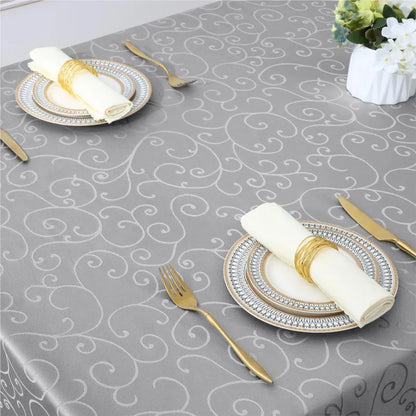 Homaxy Washable Rectangular Tablecloths Kitchen Resturant Easy Care Table Cloths Scratch-Resistant Polyester Damask Table Cloths