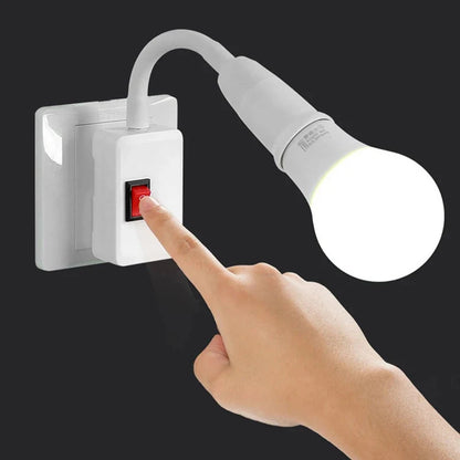 1PC EU Plug E27 Direct Plug In Swivel Head E27 Socket Bulb Holder With Switch LED Table Lamp Stainless Steel Hose Steering Lever