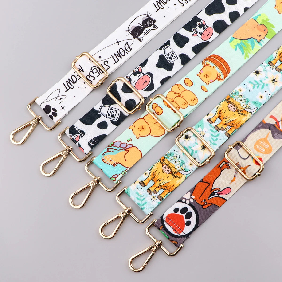Cartoon Animal Dog Capybara Nylon Shoulder Bag Strap Adjustable Women Handbag Strap Metal Buckle Soft Strap Bag Accessories