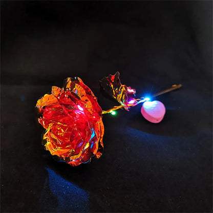 24k Eternal Rose Artificial Flowers Foil Plated Gold Rose Wedding Valentine'S Day Decoration Mother'S Day Gifts Fake Flower