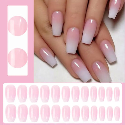 24pcs/box Luxury Pink Long Coffin Fake Nails Y2K Moon Star Rhinestones Press On Nails Handmade Full Cover Reusable False Nails