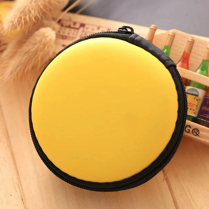 Headphone Storage Bag Diameter 8CM Round Headphone Organizer Storage Box with Partition Coin USB Flash Drive Cable Storage Case