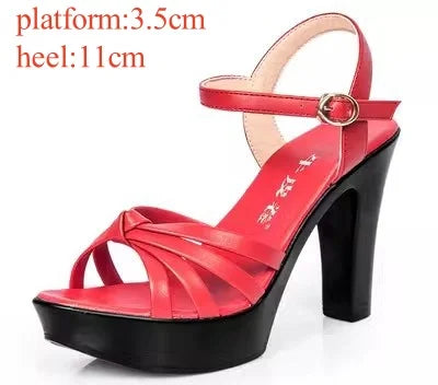 11cm 13cm  Elegant Patent Leather Sandals Women's Platform Shoes Summer 2025 Block High Heels Sandals for Party Model Dress