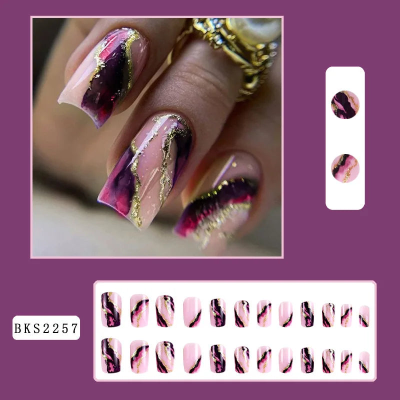 Wholesale Price Press On Nails Ballerina Medium Coffin False Nails French Tip Nails Manicure Stick On Nails Acrylic Fake Nails