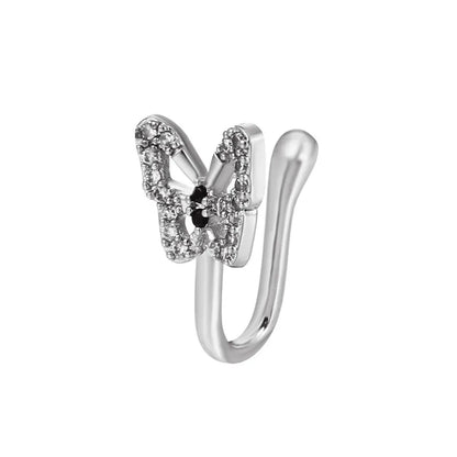 1Pc Copper Fake Piercing Nose Ring Butterfly Crown Star Heart Clip On Nose Ear Clip Cuff Earring for Women Gift Body Jewelry Nez