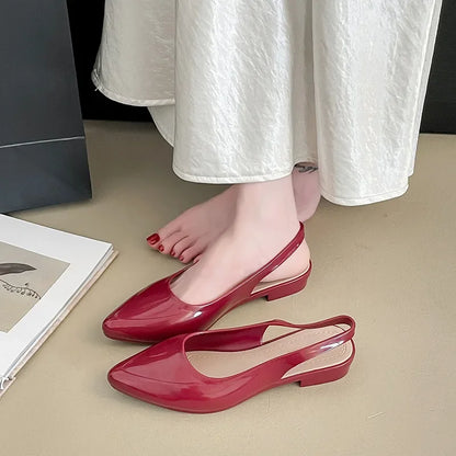 Women's Crystal Slip-On Slippers Summer Fashionable Versatile Home Wear Anti-Slip Lightweight PVC Material Hollow out Design