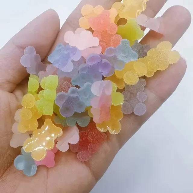 20PCS Multi Shape Kawaii Accessories Nail Art Charms Sweet Candy Gummy Bear Lollipop Resin Nail Art Rhinestones Decoration Parts