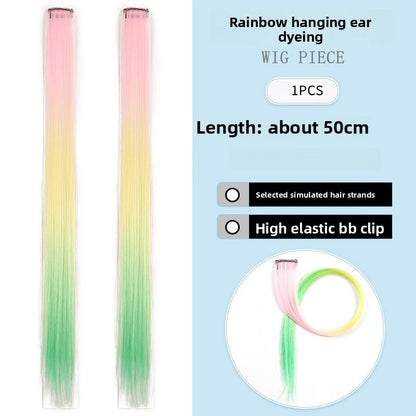Three-color gradientSparkle Hair Extensions Clip In Rainbow Synthetic Sparkle Hair Tinsel Heat Resistant Sparkle Hair Extensions