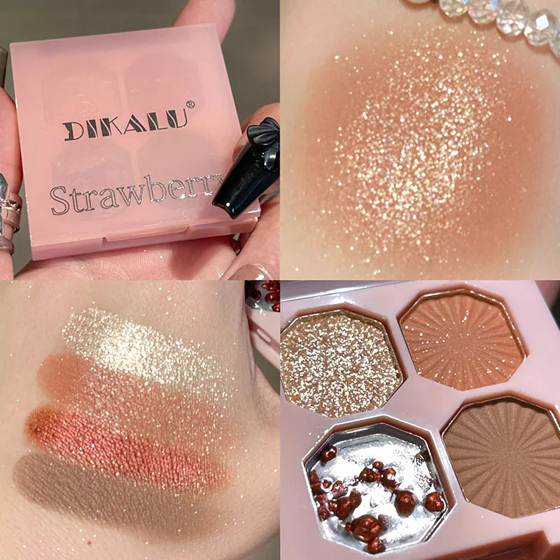 Four Color Gem Eyeshadow Pearl Matte Punk Smoked Cement Black Gray Eye Shadow Easy To Remove Makeup Daily Glitter Eyeshadow Tray