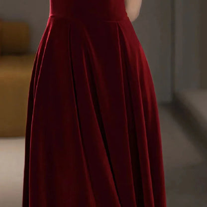 DongCMY Vestidos De Novia-f-Spring Burgundy One-shoulder Evening Gown For Women Wedding Dress Elegant And Pretty Dresses