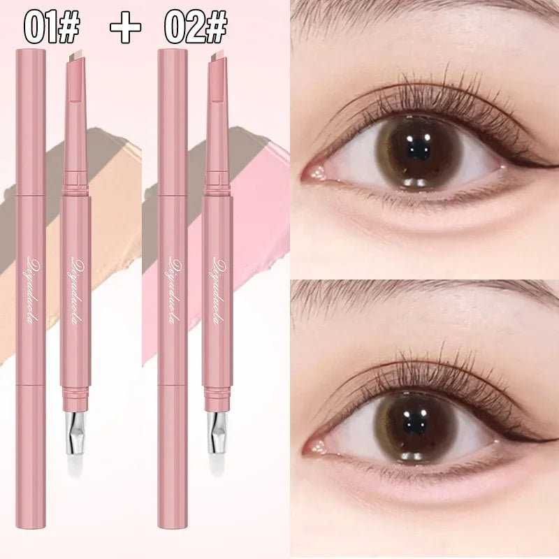 Dual-Tone Under-Eye Lying Silkworms Pencil Nude Pink Matte Highlighting Shadow Pencil Brightening Cream Aegyo Sal Makeup Pen