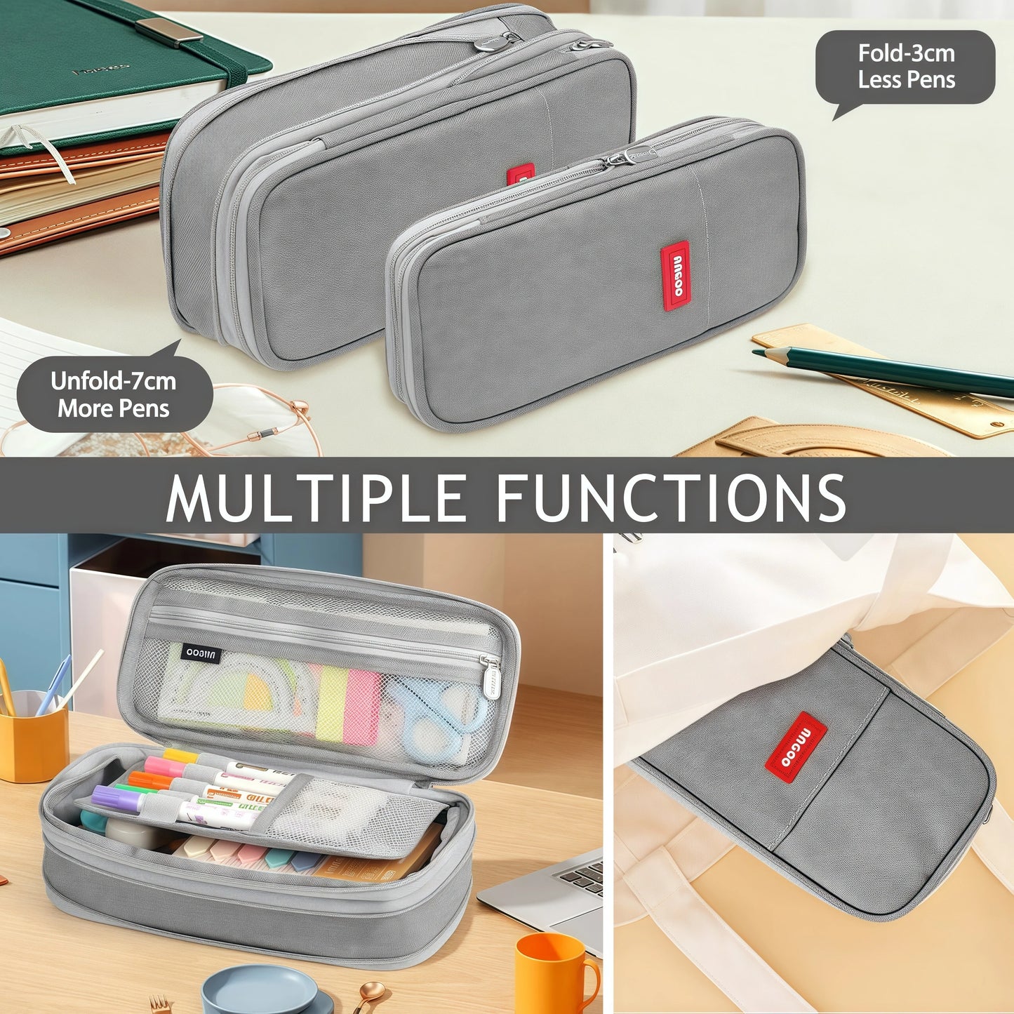 Multi-functional double-layer canvas pencil case, large-capacity portable waterproof stationery box, perfect school supplies