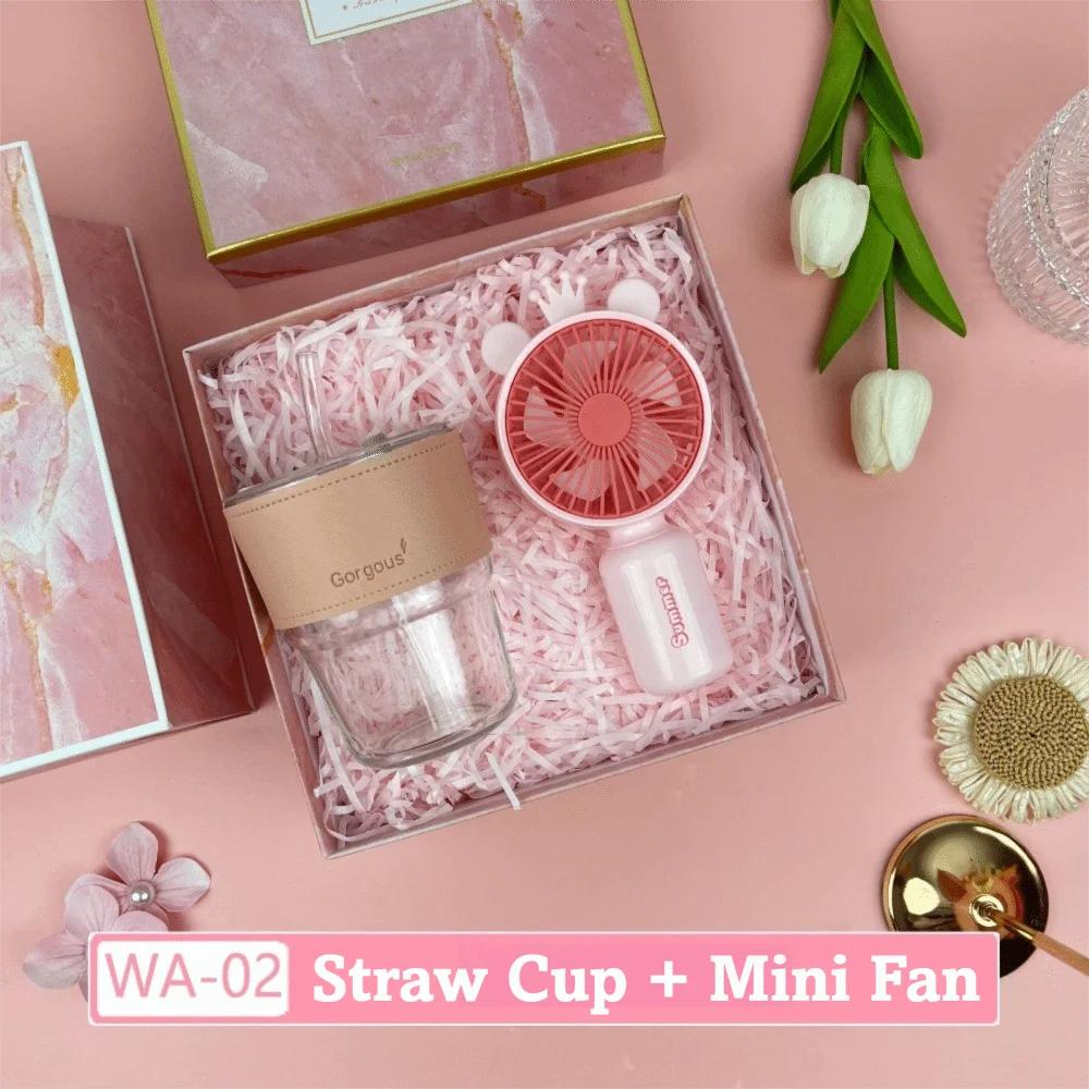 3IN1 Souvenir Gift Set Stylish Design Fan/Towel/Cup Practical Gift Sets with Paper Bag Portable Gift Box Set Personalized Gifts