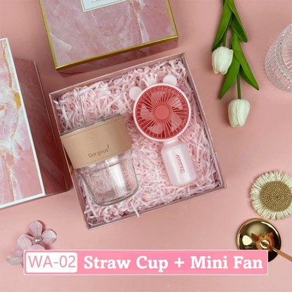 3IN1 Souvenir Gift Set Stylish Design Fan/Towel/Cup Practical Gift Sets with Paper Bag Portable Gift Box Set Personalized Gifts