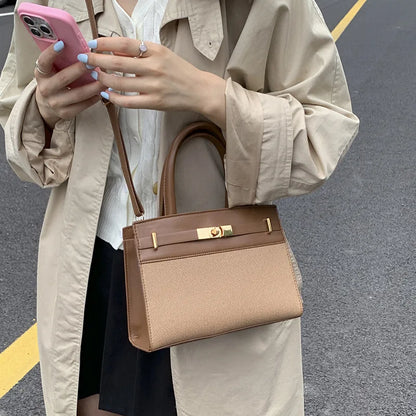 Fashionable Versatile Women's Handbag 2025 New Style Commuter Single Shoulder Crossbody Bag Trendy PU Material Medium Size Zi...
