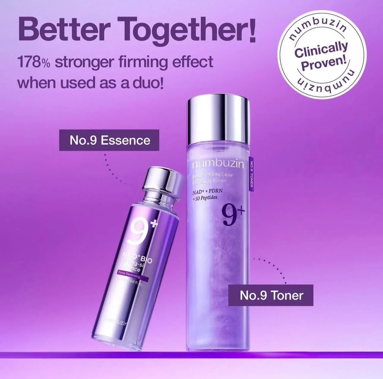 Numbuzin Original Care Set No.9+ NAD BIO Lifting Sil Essence Time Reversing Retinol Volumetox Eye Cream PDRN GIow Boosting Toner