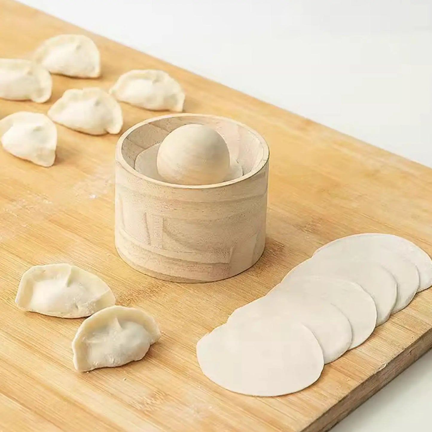 Wooden Dumpling Maker Press Tool Mold and Ball Manual Dough Skin Presser Hand Pie Rolling Tool Quick Dumpling Wrapper Maker