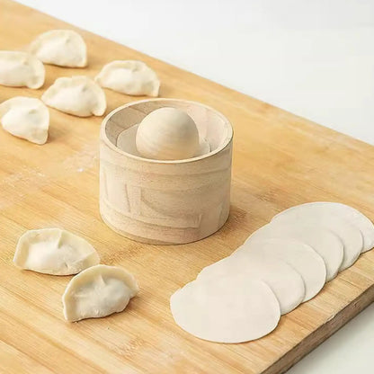 Wooden Dumpling Maker Press Tool Mold and Ball Manual Dough Skin Presser Hand Pie Rolling Tool Quick Dumpling Wrapper Maker