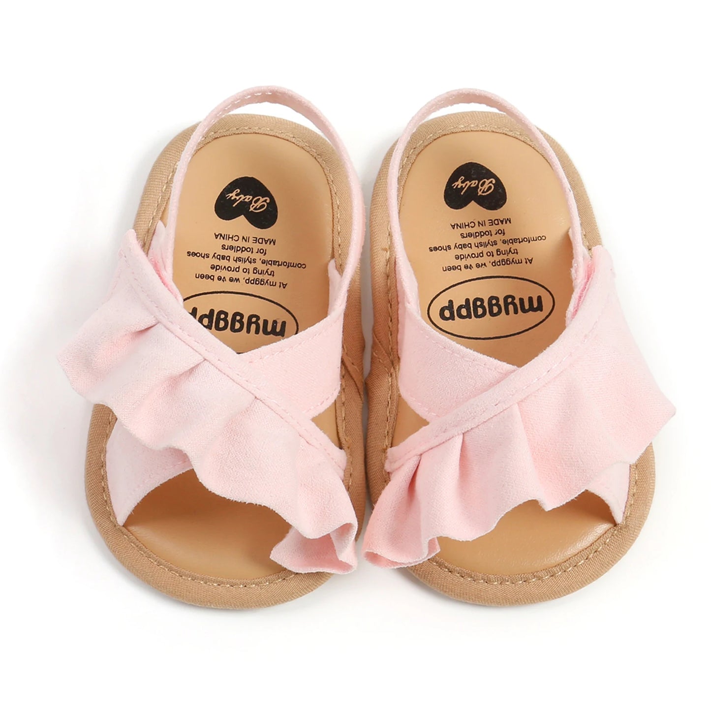 pudcoco Baby Girl Summer Sandals, Cute Ruffle Flats Non-Slip Soft Sole Infant First Walkers