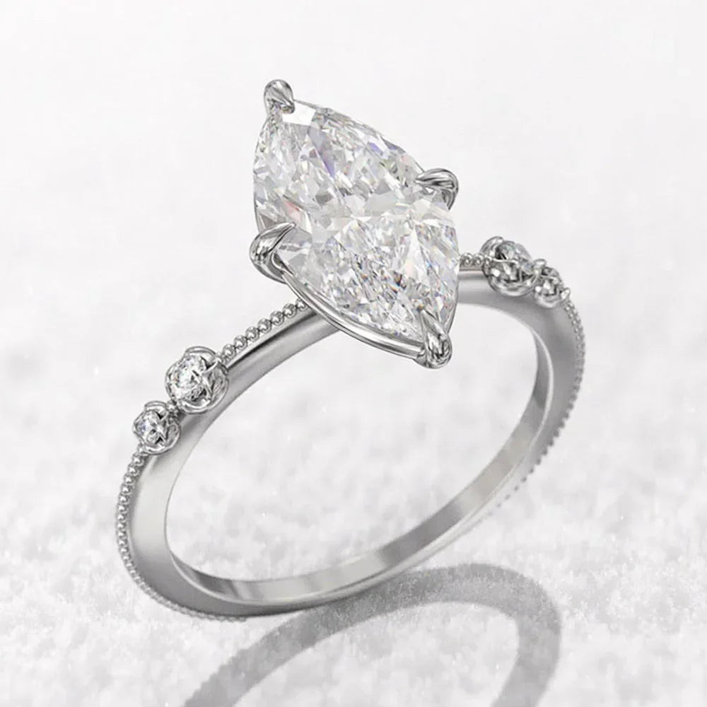 2026 AAA Crystal Marquise Cubic Zirconia Rings for Women Fashion Thin Ring Engagement Wedding Accessories Statement Jewelry