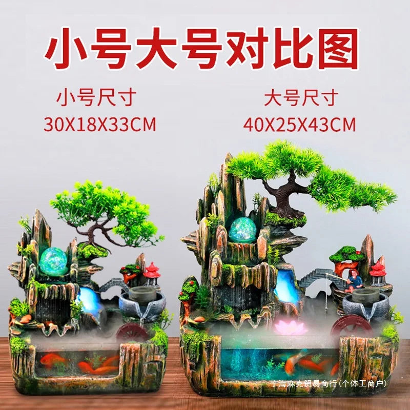 Mini Aquarium For Desktop Small Fish Tank With Waterfall Pump Home Office Decoration