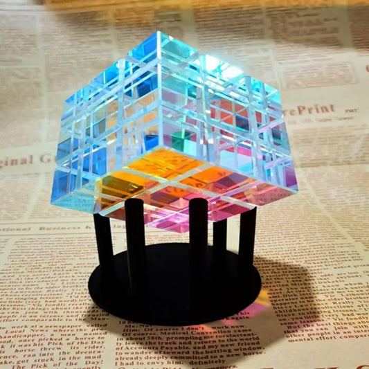 Colorful Prism Sun Catcher Cube Glass Colorful Magic Desktop Decoration