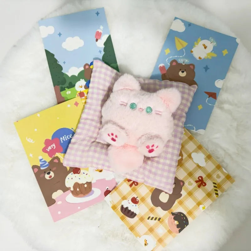 Cartoon Stuffed Plush Cat Key Chain Colorful Ins Cute Coffee Cat Plush Pendant Doll Creative Soft Fluffy Keychain Children