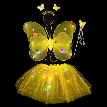 Kids Butterfly Headband Wings Cute Party Props with Fairy Wand Glitter Butterfly Dressing Up Fairy Wing Cosplay Costume