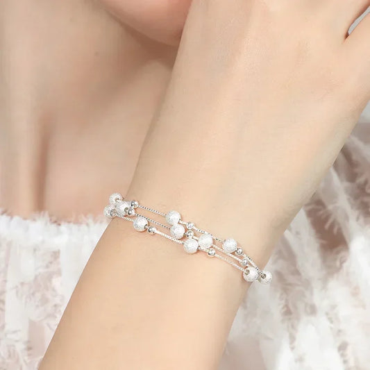 Fine 925 Sterling Silver Lucky Bead Bracelets For Woman Luxury Original Multi-layer Charm Bracelet Elegant Party Jewelry Gifts