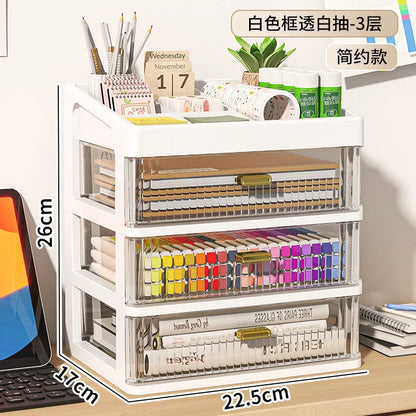 Desktop Organizer Box Multi-Layer Storage for Office Stationery Pencils Student Supplies Bedroom Study Desk Organization