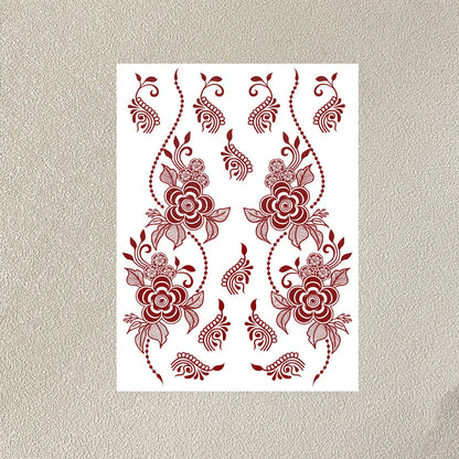 Waterproof Henna Tattoo Stickers for Women Flower Instant Fake Tattoo for Hand Temporary Tattoos for Wedding Party Festival